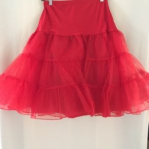 Red fluffy crinoline slip, retro/vintage style